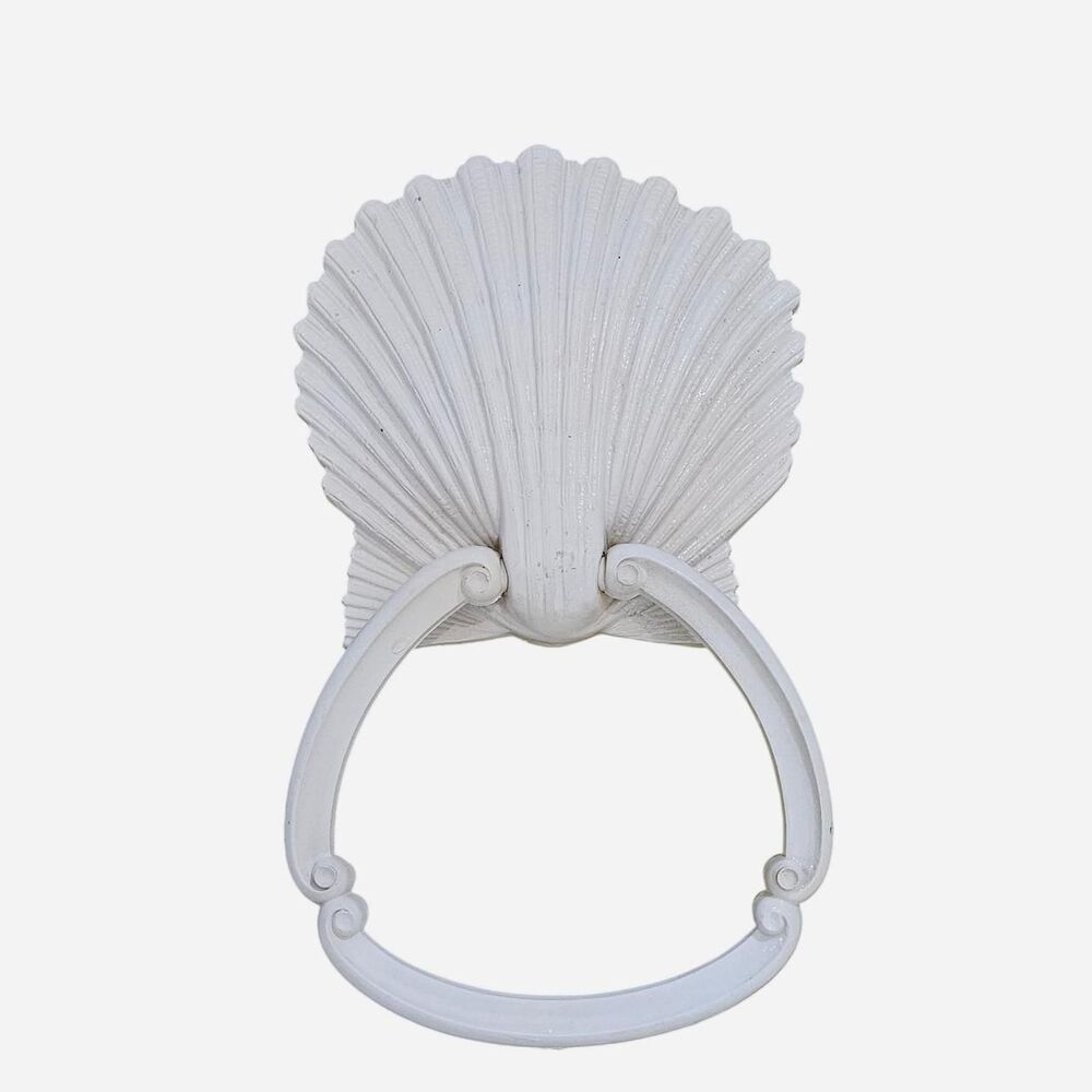 70s boho mermaidcore off white shell towel holder